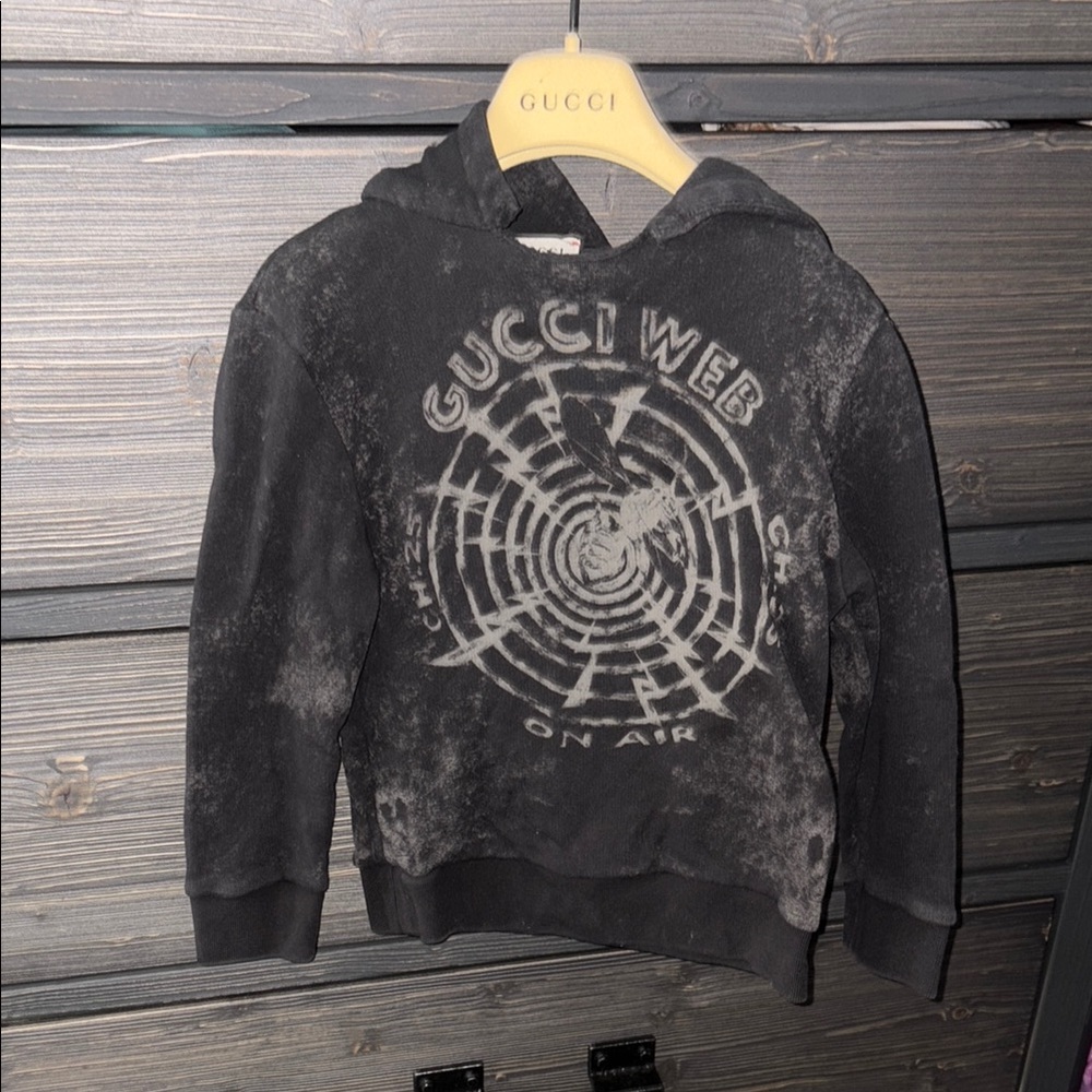 Gucci Black Hoodie with Web Design